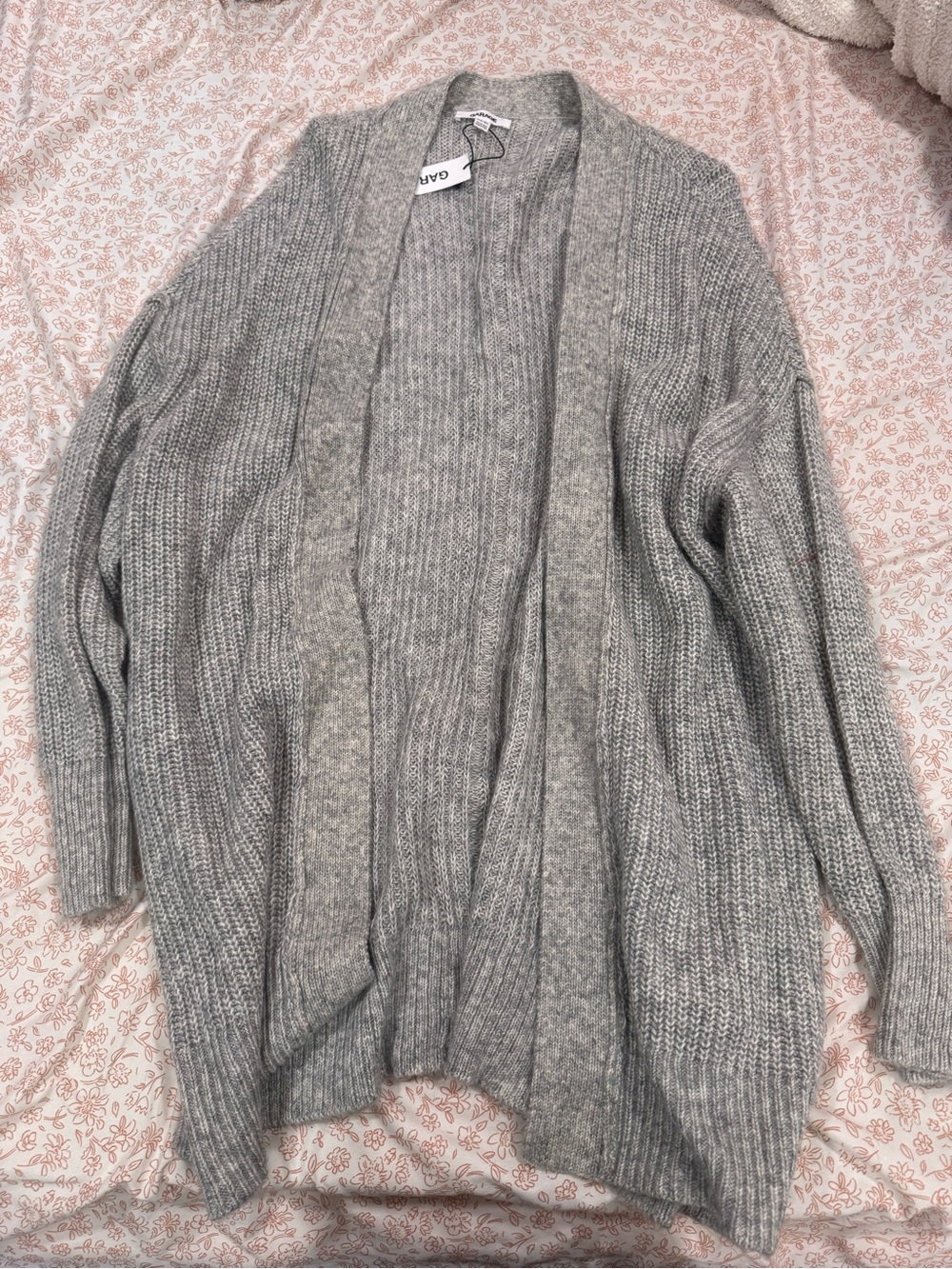 Garage Women's Gray Open-Front Ribbed Cardigan